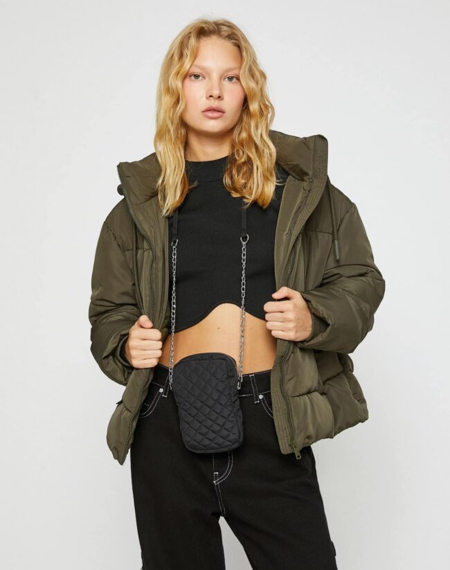 Inflatable Jacket Hooded Pocket Detailed