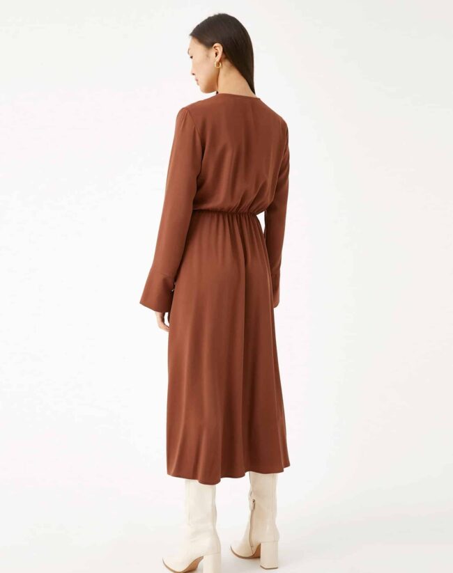 Midi Length Dress Wrapped Button Detailed - Image 4